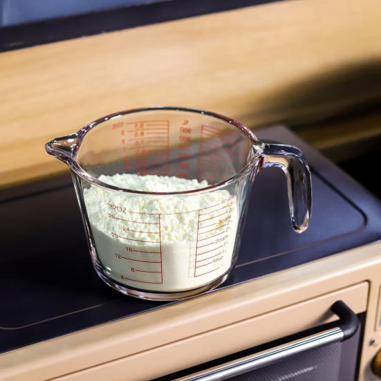 Yousheng Glass Measuring Cup Triple Measurement Scale Cup Heat Resistant Microwave Safe Kitchen Tools with V-Shaped Spout And Ergonomic Handle