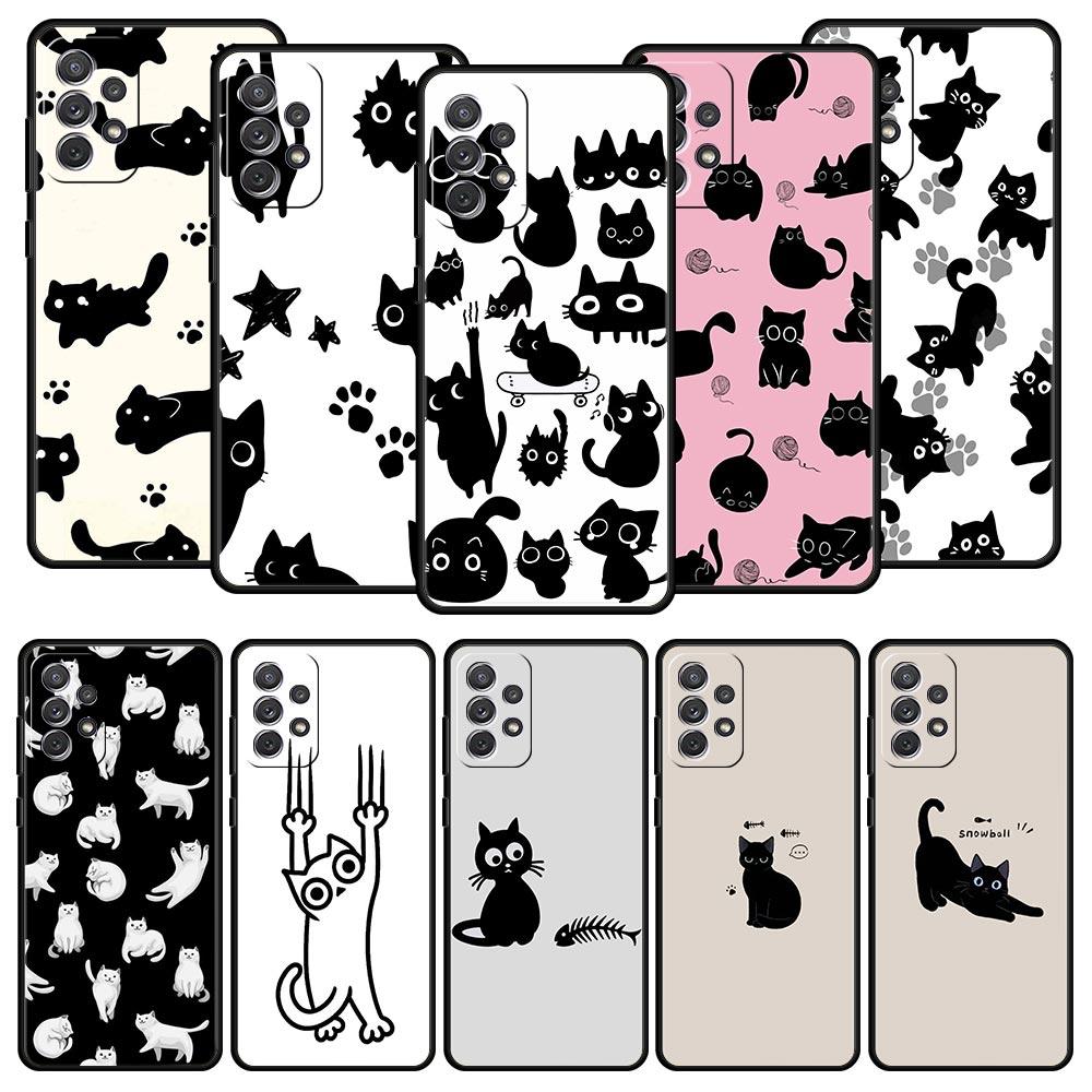 Funny Black Cat Case for Samsung A57 A37 A51 A71 A21S A17 A11 A15 A25 A31 A41 A23 A33 A53 A73 A07 A05S A13 A35 A55 5G Cover