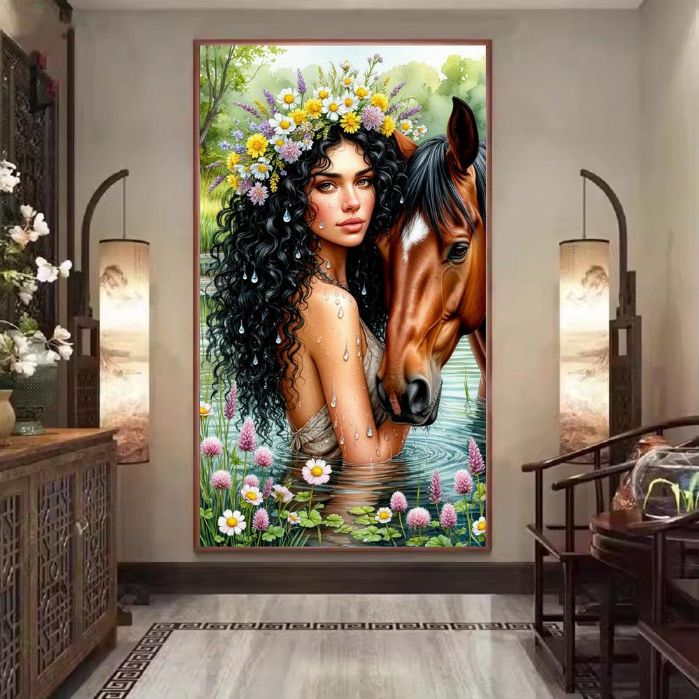 Beautiful Girl and Horse DIY Diamond Painting Cross Stitch Full Drills Diamond Mosaic New Collection Home Decor