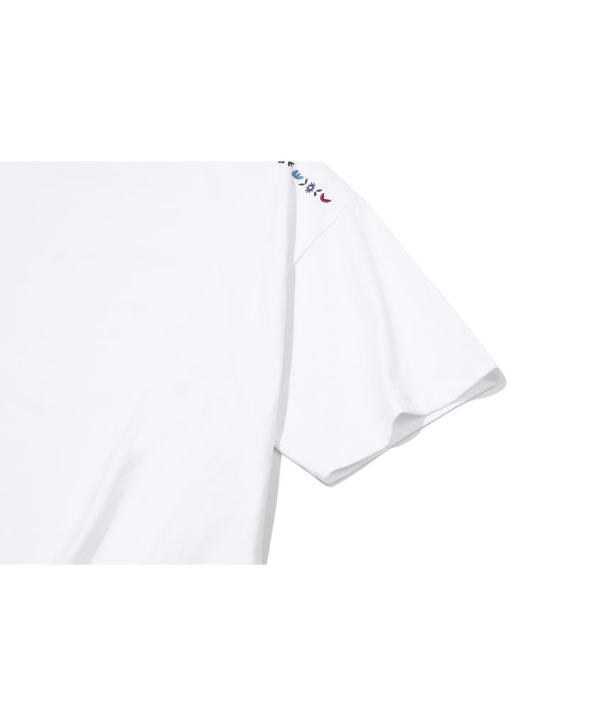 CPGN STUDIO Flower Stitch Embroidered Short Sleeve White