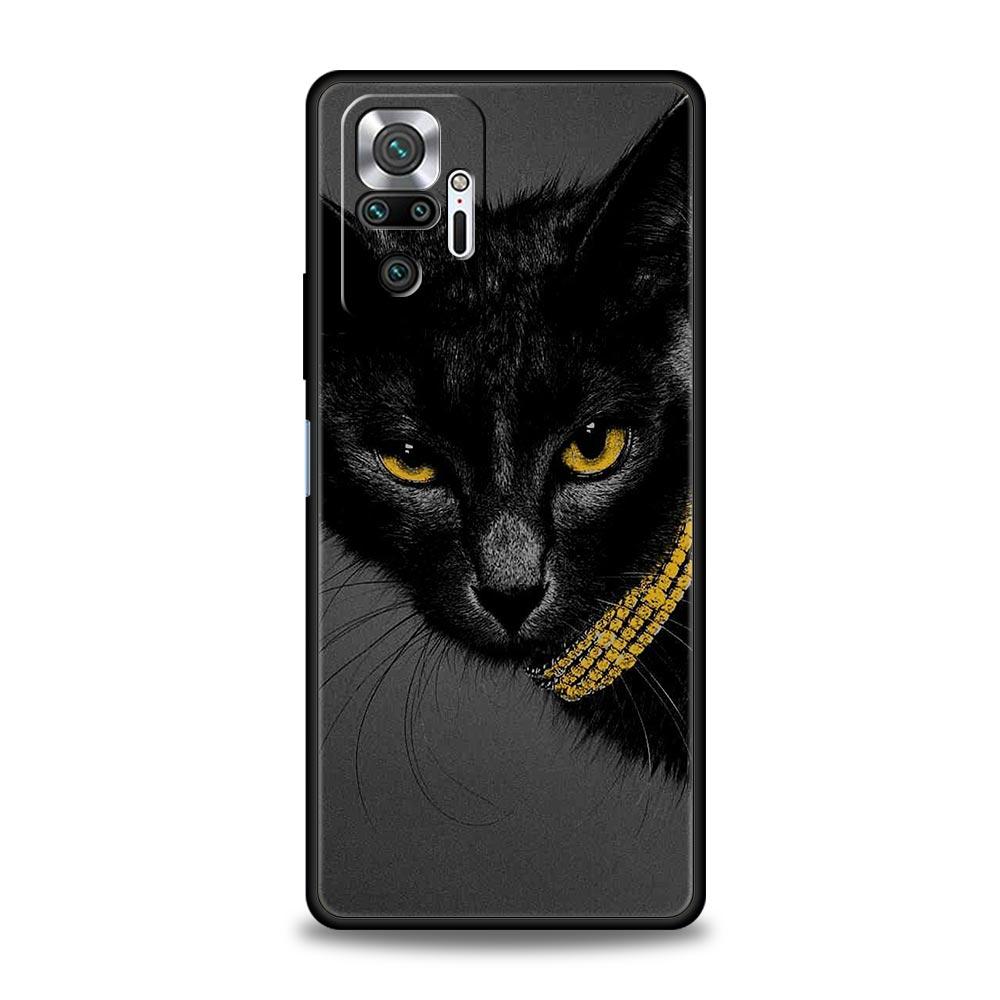 Schwarze Katze Starrendes Auge Handyhülle Für Xiaomi Redmi Note 12 5G 11 10 Pro Plus 9S 9 8 7 9T 8T 10C 9C 9A 5G K50 Gaming Weiche Hülle
