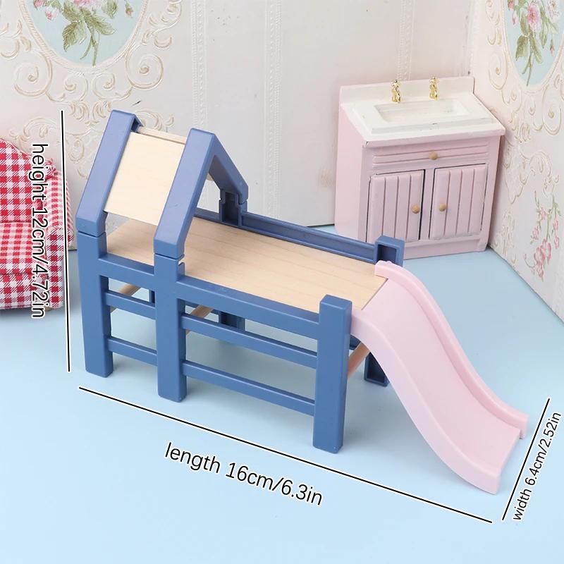 1/12 Dollhouse Baby Bedroom Furniture Accessories Slide/Trojan Horse/Table/ Dining Chair/Bed For Kids Pretend Play Toy