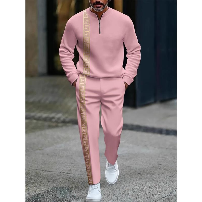 Men's 2Pcs Tracksuit Half Zip Sweatshirt  Jogger Pants Set
