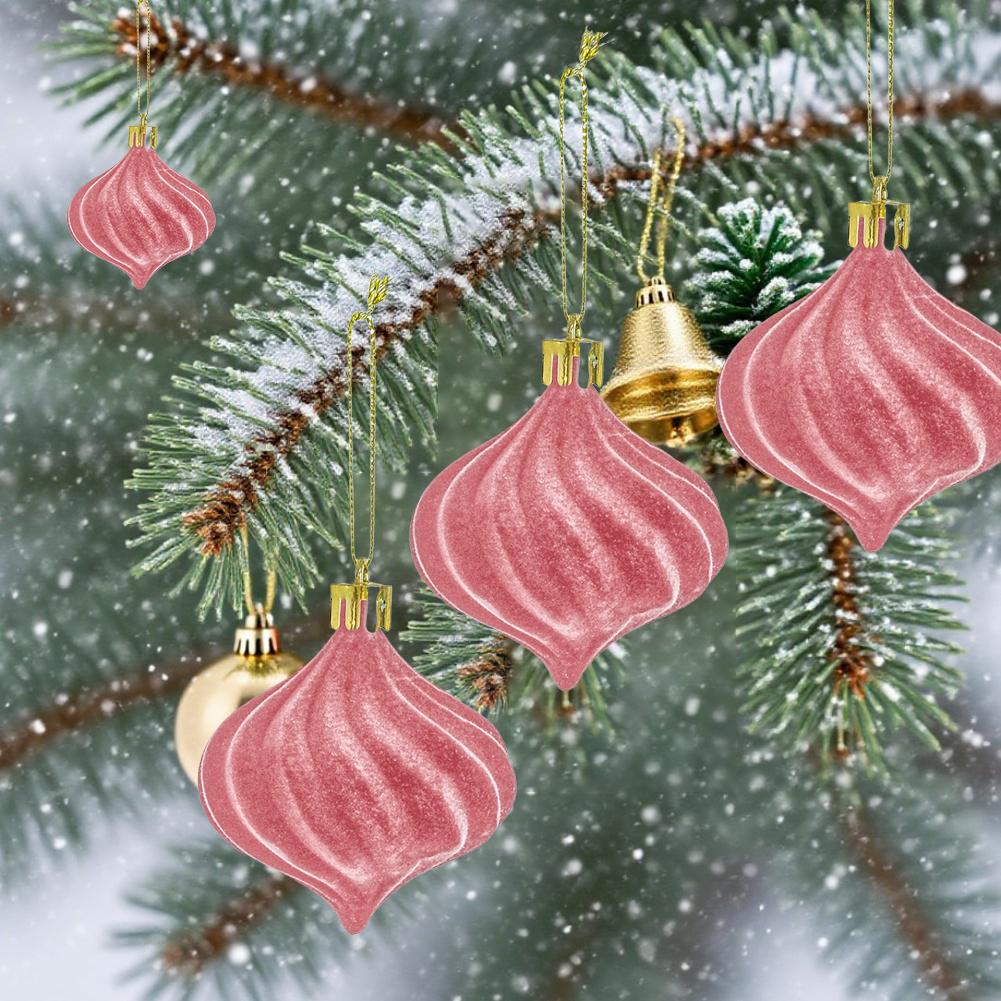 12 Piece Christmas Tree Decoration Set Featuring Plush Onion Shaped Ornaments for Festive Home or Commercial Displays