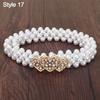 Ladies' Elastic Rhinestone Waist Chain Thin Drawstring Belt Fashion Pearl Waist Belt  For Women
