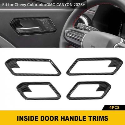 Carbon Fiber Interior Door Latch Covers Door Handle Trims For Chevy Colorado 23+