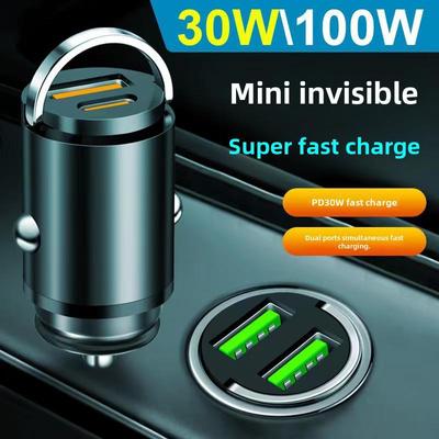 Süper Hızlı Şarj ve 100W Flaş Şarj için PD30W Metal Çekme Halkalı 66W Görünmez Araç Şarj Cihazı