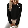 Women's Casual Fashion Long-Sleeved Solid Color Asymmetrical Button-Down Knit Sweater Top