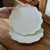 Delicate Solid Color Flower-Shaped Plate Ceramic Plate Restaurant Dessert Plate Household Dish Plate High Value Tableware Plate Dinner Plate