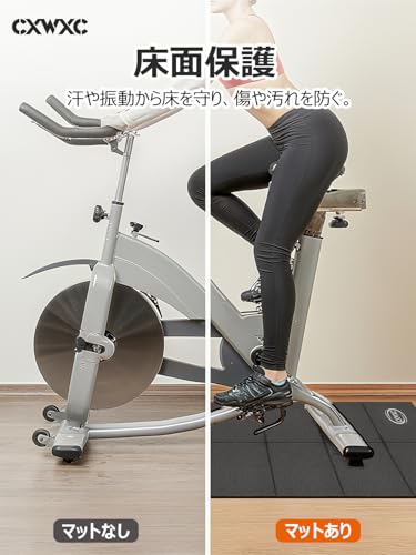 CXWXC Soundproof and Anti-Vibration Training Mat, 6mm Thick, Foldable, 1600mm Long x 75mm Wide, for Exercise Bikes and Indoor Training (MY-1675-6-CX)