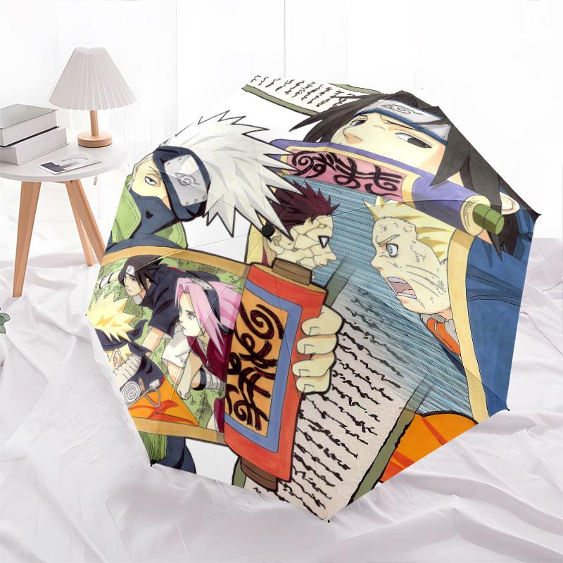 1 PC Automatic Folding Umbrella - Naruto Team Battle Pattern Portable Foldable Design With 8 Ribs Christmas Birthday Gifts