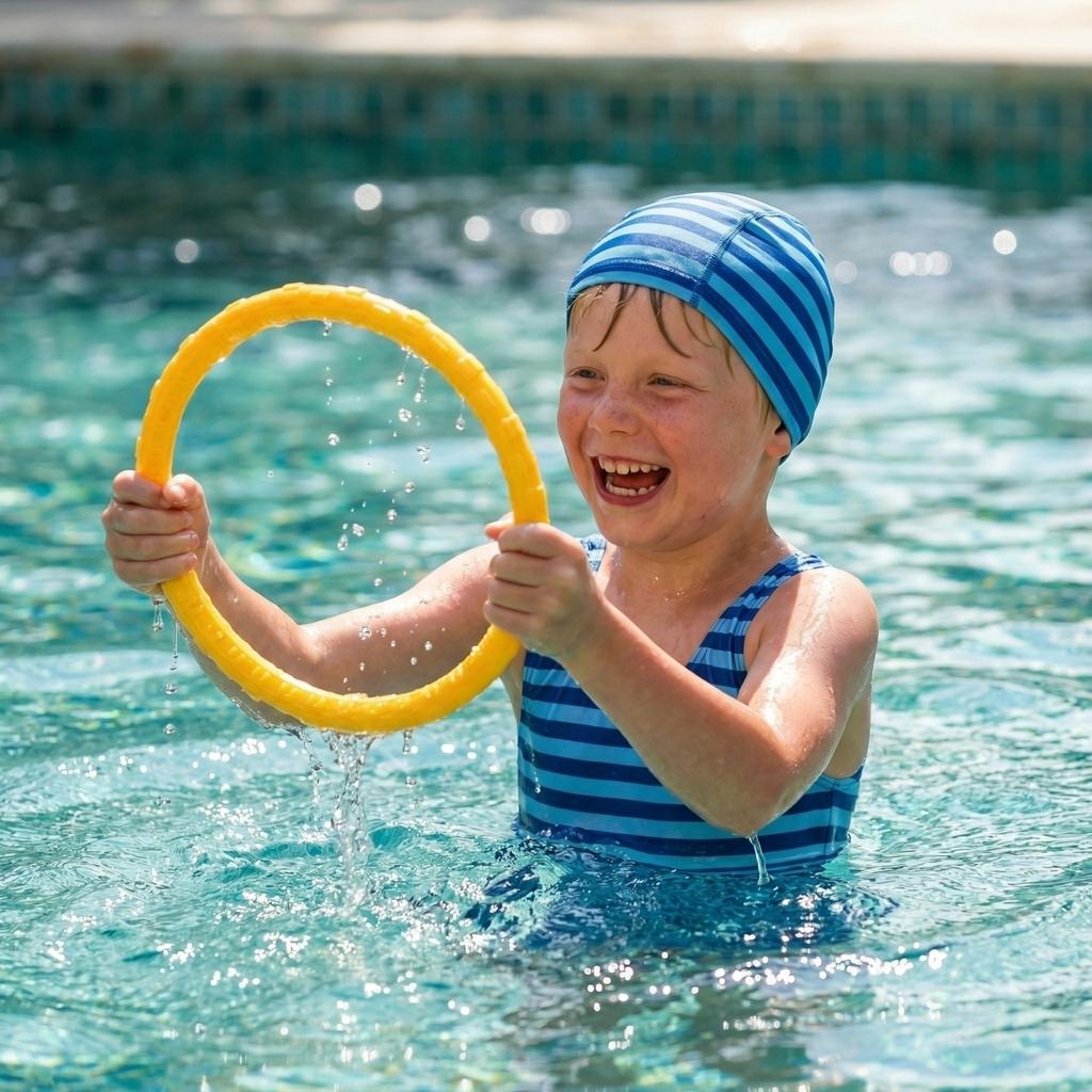 Fun Summer Diving Rings And Training Sharks—Helping Kids Learn To Swim