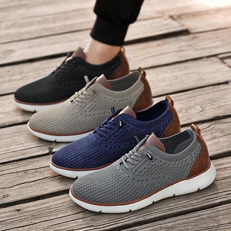 New Large Size Comfortable Men's Shoes Light Fashion Casual Sports Shoes Breathable Flying Mesh Top Loafers