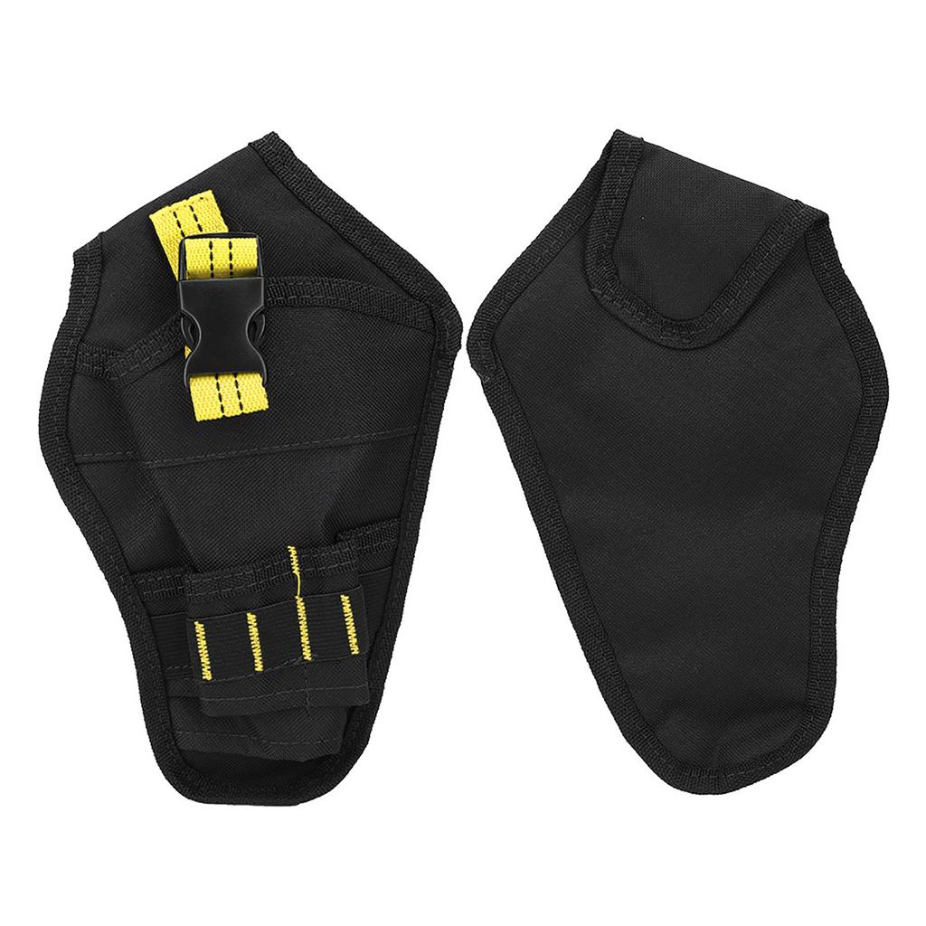 Portable Oxford Cloth   Waist Bag Drills Holder Storage Pouch for Electric Drill Tool(black&yellow )