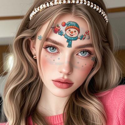 Christmas Makeup Tattoo Stickers Cartoon Carnival Holiday Party Yeti Temporary Face Tattoo Stickers