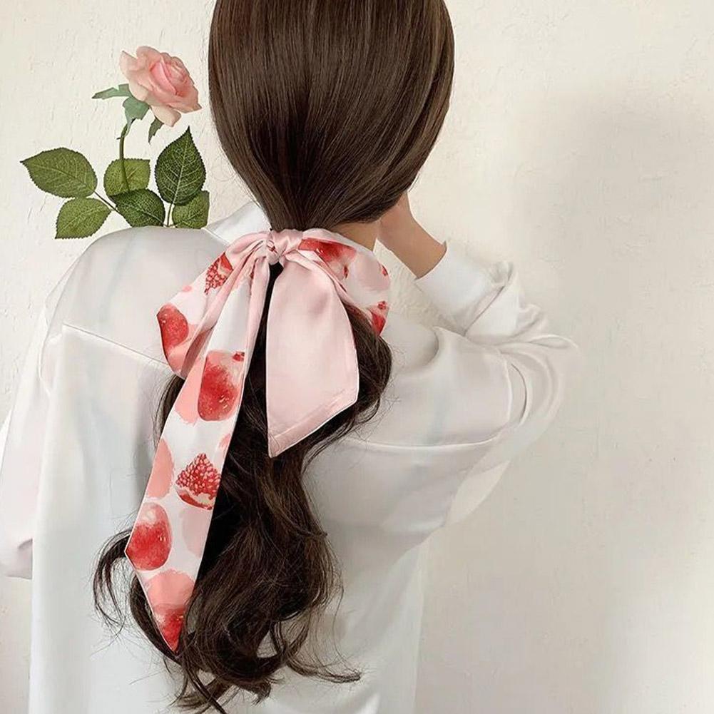 Long Hairband Skinny Neckerchief Women Hair Scarf Fashion Headband Cute Tie Scarves Silk Feel Luxury Print Bag Scarf For Ladies