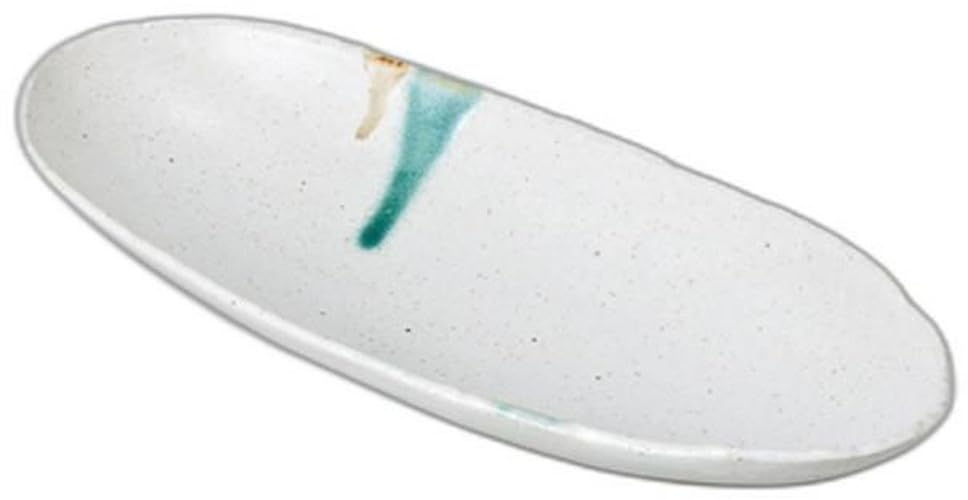 

Oribe Oval Plate x x Serving Bowl Setomonohonpo Two-Color Stone-Grain (Large) [32.7 13.8 4cm]