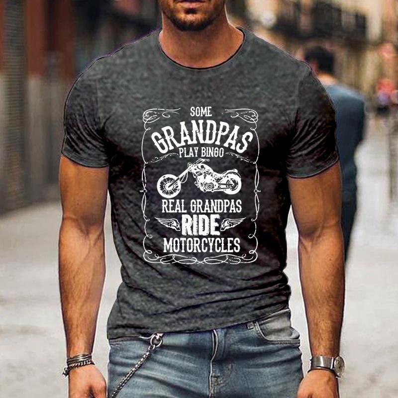 Grandpas Ride Motorcycles Print Men's T-shirts Father's Day Gift Short Sleeve Tops Tees Summer Harajuku Fashion O-Neck Tshirt