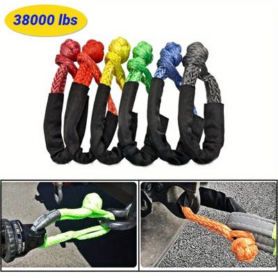 1pc Heavy-Duty Synthetic Off Road Trailer Rope Shackle - 1/2inch X 22inch Soft Shackle for 38000 Pound Car Recovery Tow Strap, Broken Tool, Durable