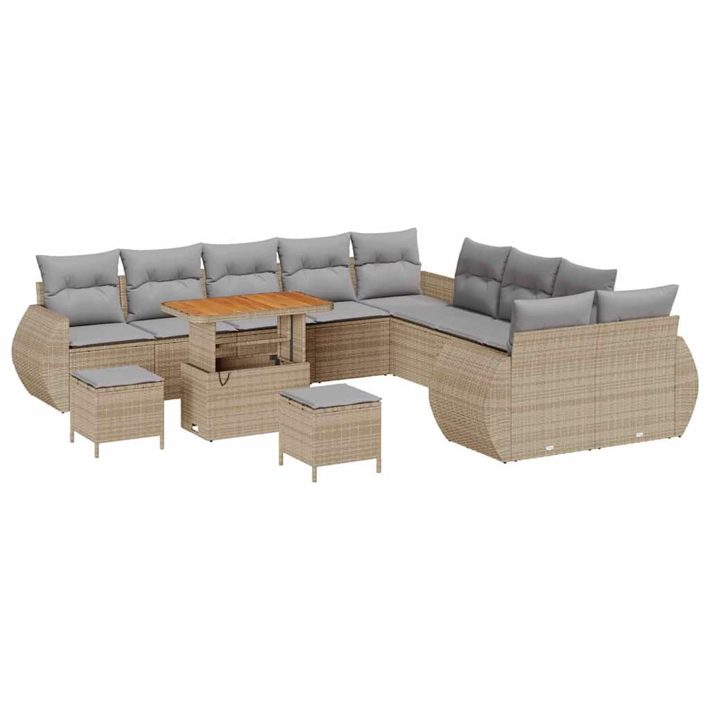 Garden Sofa Set with Cushions 13 Pcs Beige and Light Grey