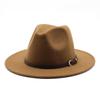 Unisex Wool Felt Fedora Hat for Men Women, Coffee Color Autumn Winter Jazz Cap, European American Fashion Top Hat