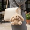 Fluffy Soft Rabbit Plush Pendant Metal Ring Rabbit Plush Key Ring Rabbit Fur Keychains  Women Girls