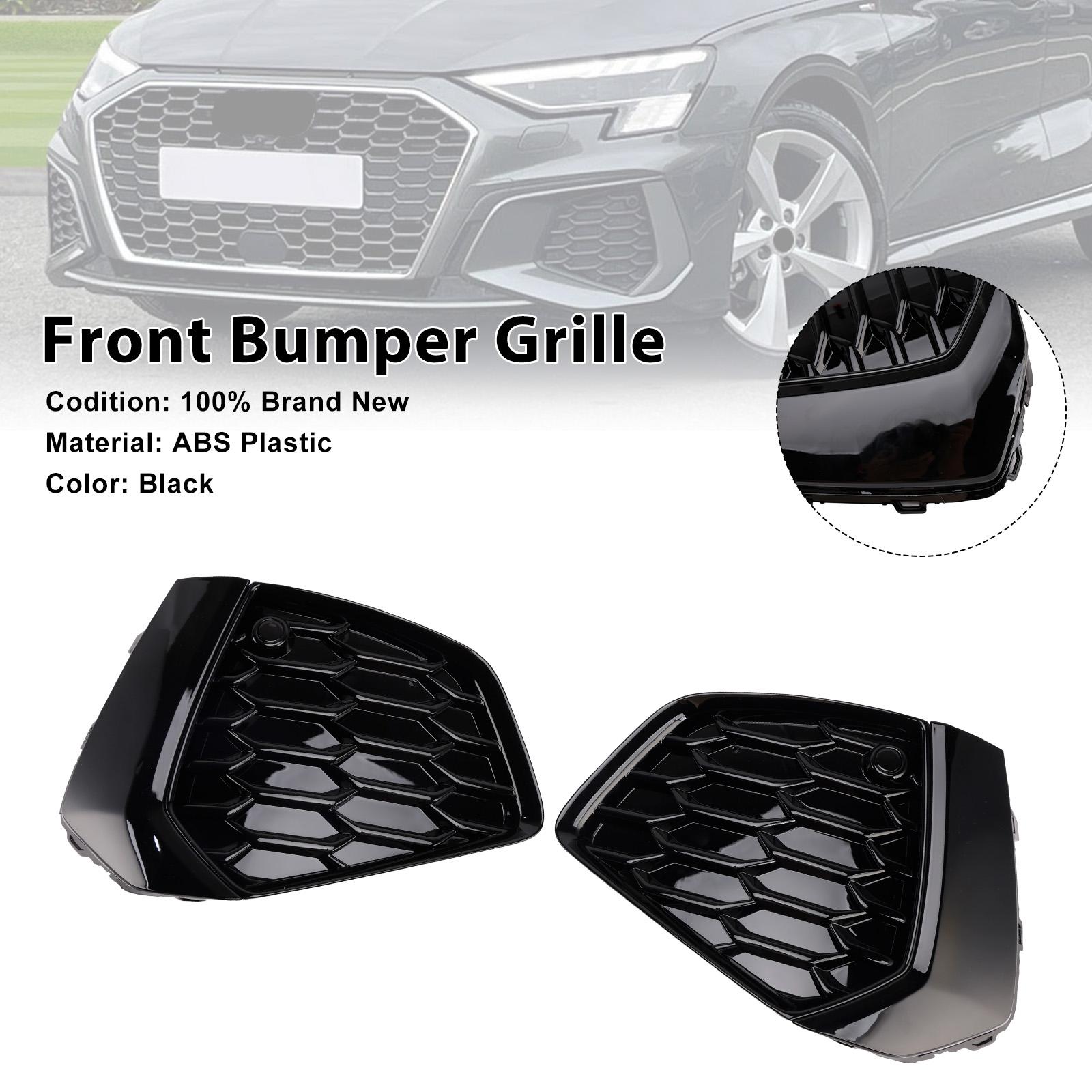 Black Front Honeycomb Fog Light Grille Cover Fit A3 S-line 2021-2023