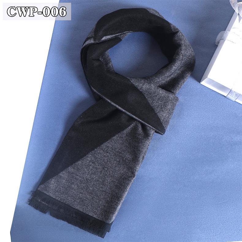 2025 Winter Men's Black Grey Plaid Imitation Cashmere Scarf