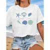 Beach Vibes Graphic Print Women's T-shirt, Short Sleeve Crew Neck Casual Top for Summer & Spring, Women's Clothing