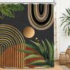 Abstract Zen Spa Shower Curtain Set Minimalist Bible Meditation Modern Aesthetic Contemporary Green Plant Leaves Monstera