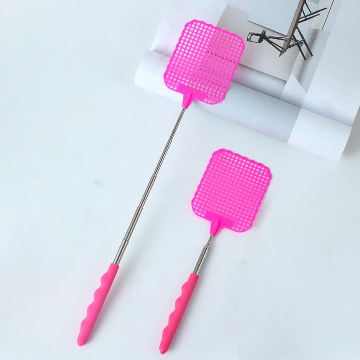 1Pc Retractable Fly Swatter Plastic Swatter Lengthened Iron Thickened Manual Household Mosquito Killing Artifact лавандовый