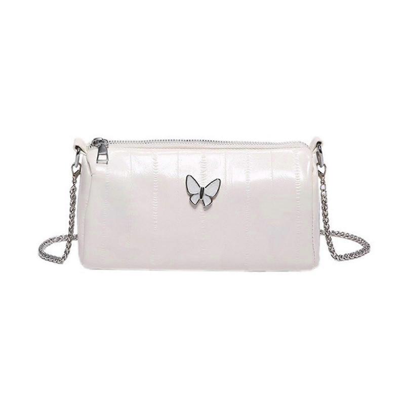 Womens Handbag Chain Strap Crossbody Bag Butterfly Messenger Bag Trend Shopping Dating Bag PU Leather Shoulder Bag White