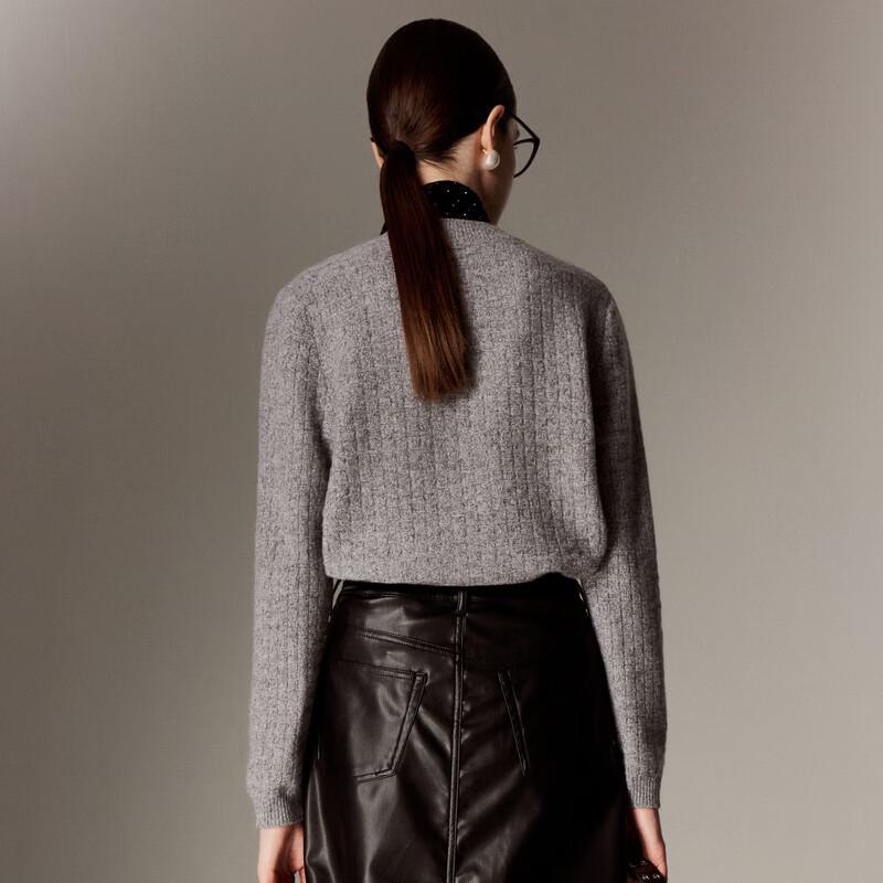 PALUOPO Women's Textured Jacquard Cashmere Cardigan