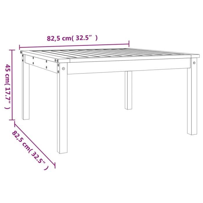 VidaXL Table de jardin 82,5x82,5x45 cm bois massif de douglas 824125