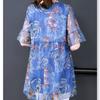 Women's Plus Size Blouse Summer Stretch Print Mesh Blouse Oversized Shirt Short Sleeved Loose  Blouse Top