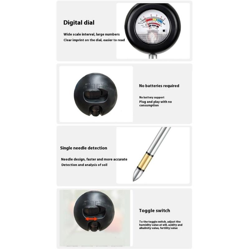 4 In 1 Soil Tester Analyzes Moisture Light Temperature Soil Nutrient Detectors For Gardening Agriculture Planting