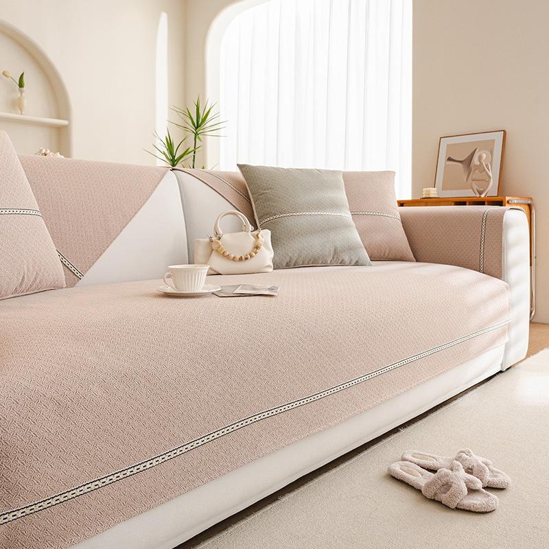 

Simple Chenille Sofa Cushion, High-End Hemming, Non-Slip Sofa Cover, Seat Cushion Cover, Breathable, All-Season Sofa Towel 70*70cm розовый