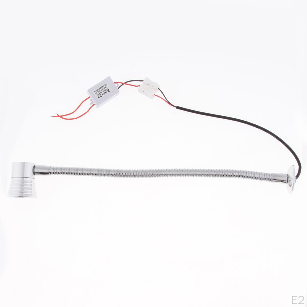 Lamp 2W, Bedside - Adjustable Reading with Long Gooseneck, Lighting for Marine, Boat, RV