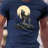 Men's Graphic T-Shirt Wolf Pine Tree Mountain Print Micro-Stretch Breathable Summer Casual Tee Men Clothing