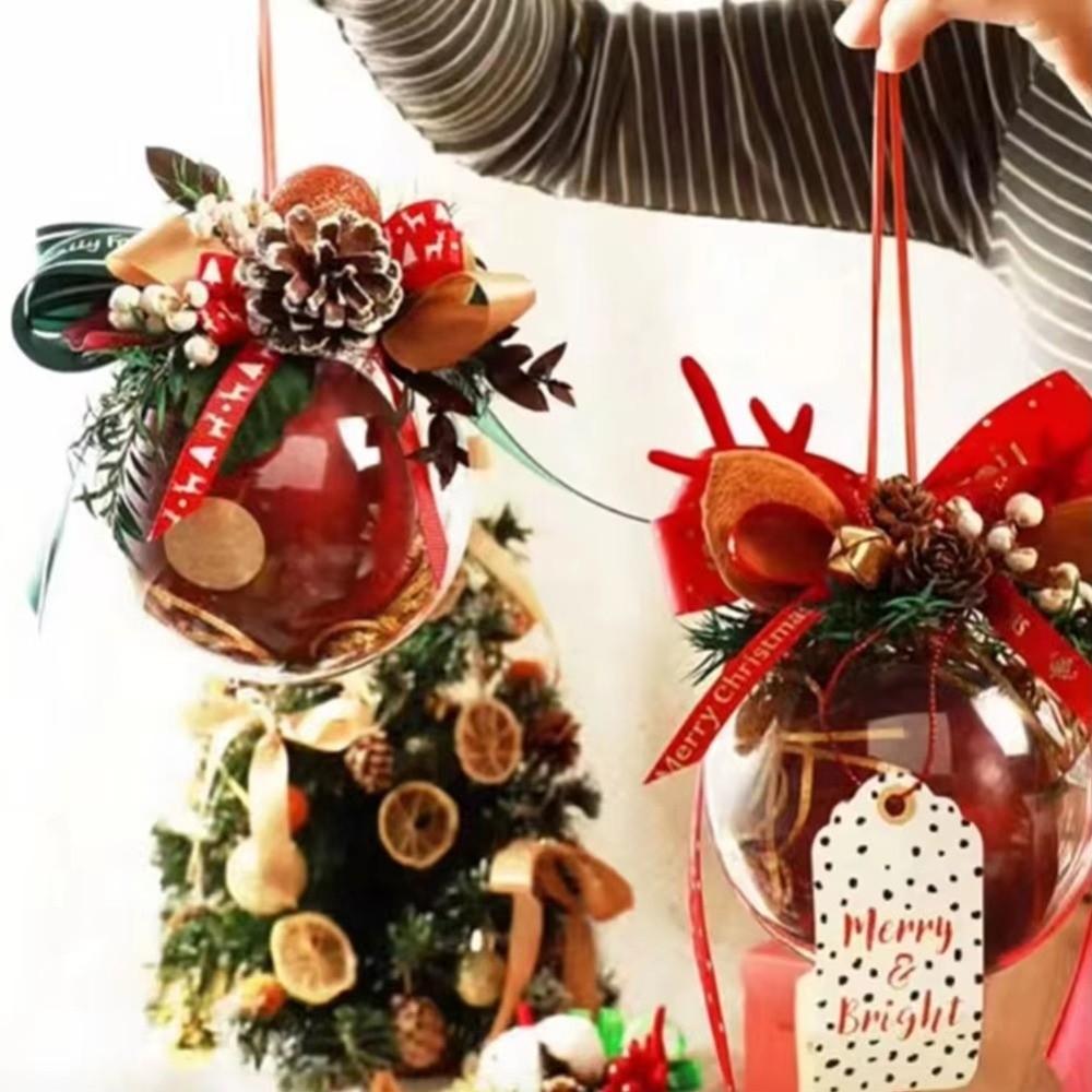 5PCS Bauble Ornament Christmas Transparent Ball Christmas Trees Open Ball Box  Parties