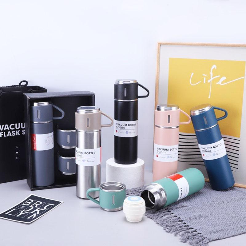 Stal Nierdzewna 304 Termos Pocisk 500ML Termos Próżniowy Kubek do Kawy Biurowy Kubek Podróżny Kubek Termiczny na Aktywność na Świeżym Powietrzu dla Pary