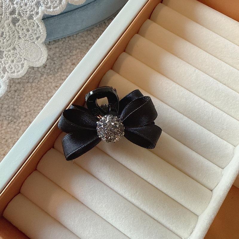 Elegant Fabric Bow Rhinestone Hair Clip, Stylish Side and Half-Up Hair Accessory for Girls