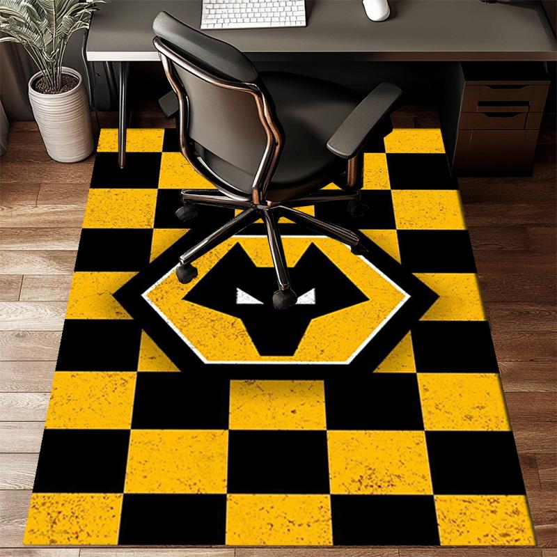 Wolves Team Emblem Printed Office Carpet Chair Cushion  Entryway Rug, Rugs for Living Room, Bedroom Christmas gifts
