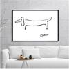 Pintura Abstrata de Picasso Uma Linha Poster Nórdico Arte de Parede Tela Poster de Cachorro Imagens de Parede Preto e Branco Decoração de Sala de Estar