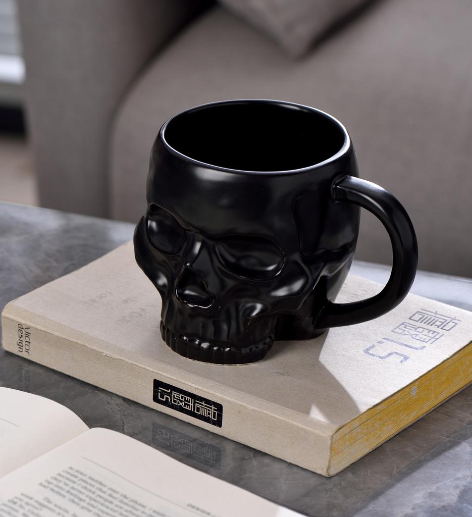 1 STÜCK 600 ML Halloween-Totenkopf-Tasse mit Henkel, deckelloser Keramikbecher, lustige Wasser-, Bier-, Milch-, Mokka-Tasse, kreativer Modellierbecher