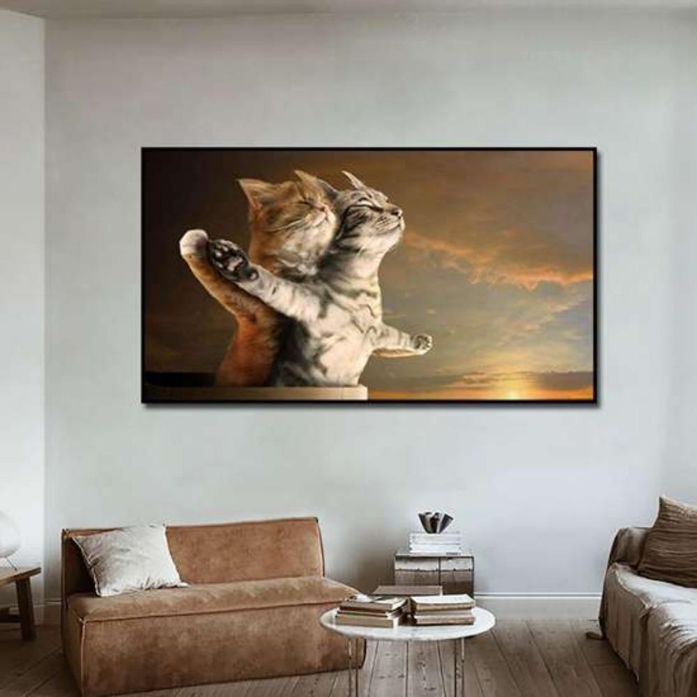 Creative Romantic Funny Cat Titanic Poster Home Decoration Digital Print Canvas Painting Background Wall Decoration