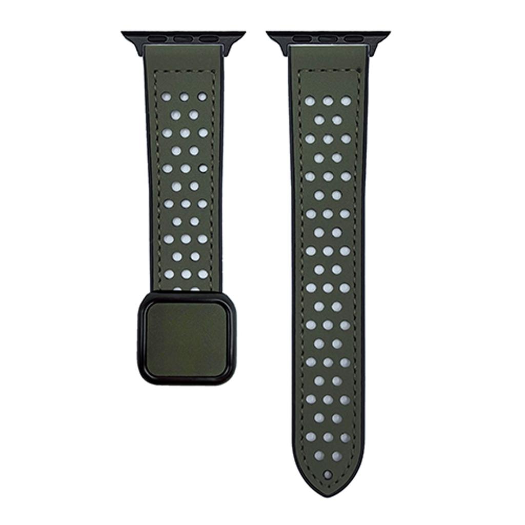 Armband für Apple Watch Serie 10 9 8 7 SE 6 5 4 3 2 1 42mm 41mm 40mm 38mm Quadratische Magnetschließe Perforiertes Silikonarmband