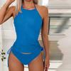 Women's Split Sexy Backless Solid Color With Chest Pad Without Steel Bra Swimsuit