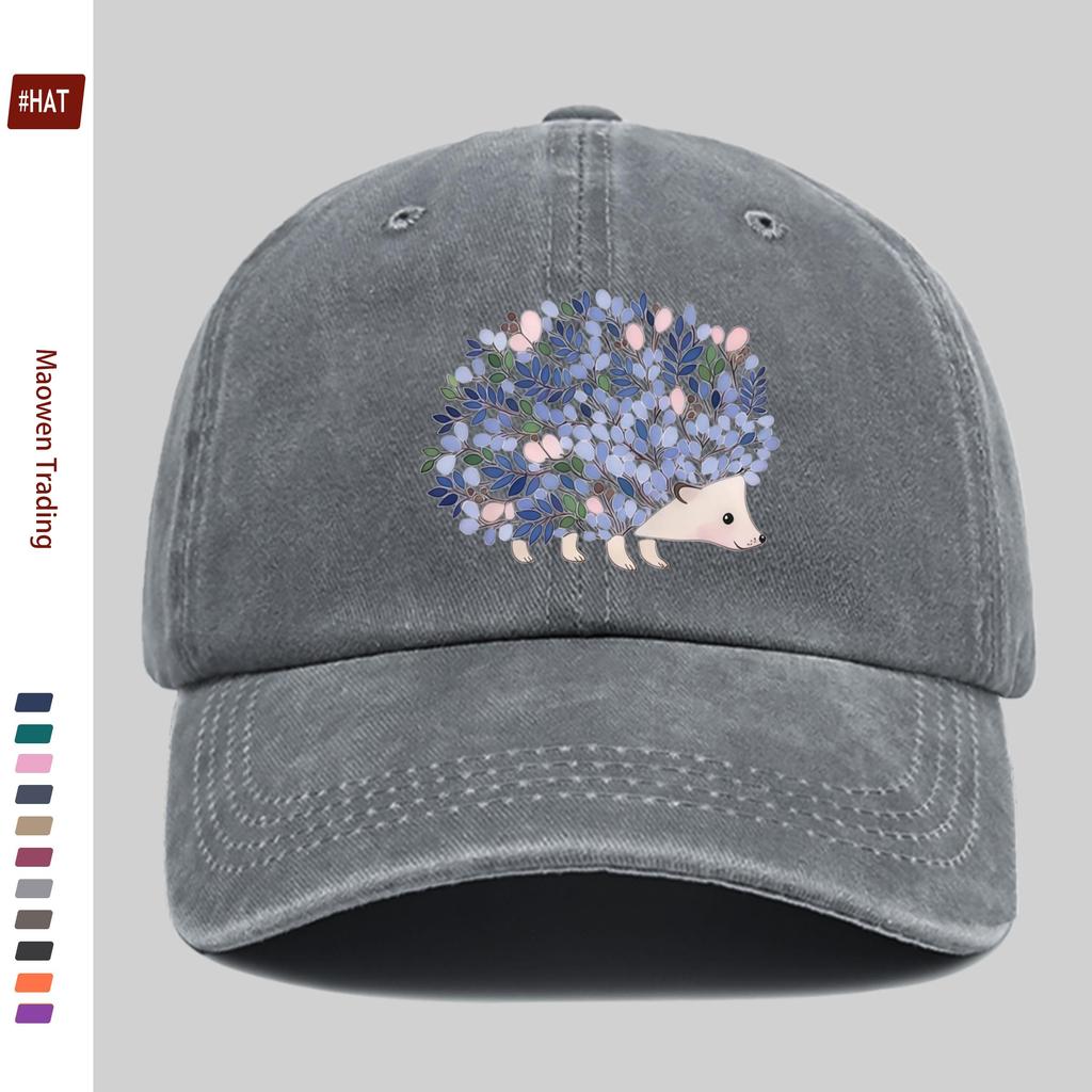 Pc Floral Hedgehog Print Baseball Cap Casual Pattern Design Decor Hat Comfortable Lightweight Sun Hat with Adjustable Strap