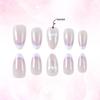 Almond Electroplated French Manicure with Rhinestone Bow Detachable Nude False Nails - Set of 30